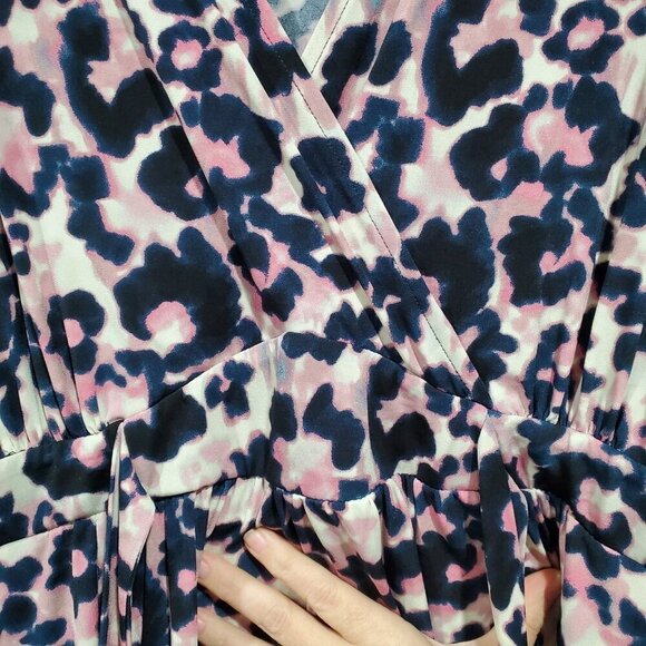 Torrid Tie-Dye Animal Print Surplice Faux Wrap Dress Short Sleeve Tie Pink 3X - Picture 12 of 14